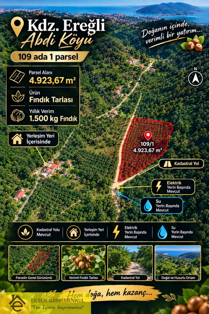 YERLEŞİM YERİ İÇERİSİNDE KADASTRAL YOLA SAHİP FINDIK BAHÇESİ